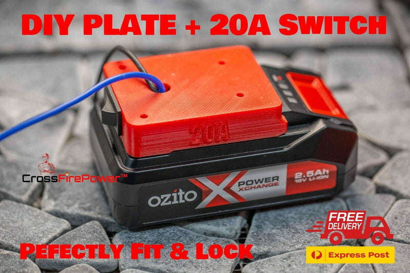 Ozito Battery Adaptor Base DIY with Switch Up to 20Ah for 18V Multi Color ozito