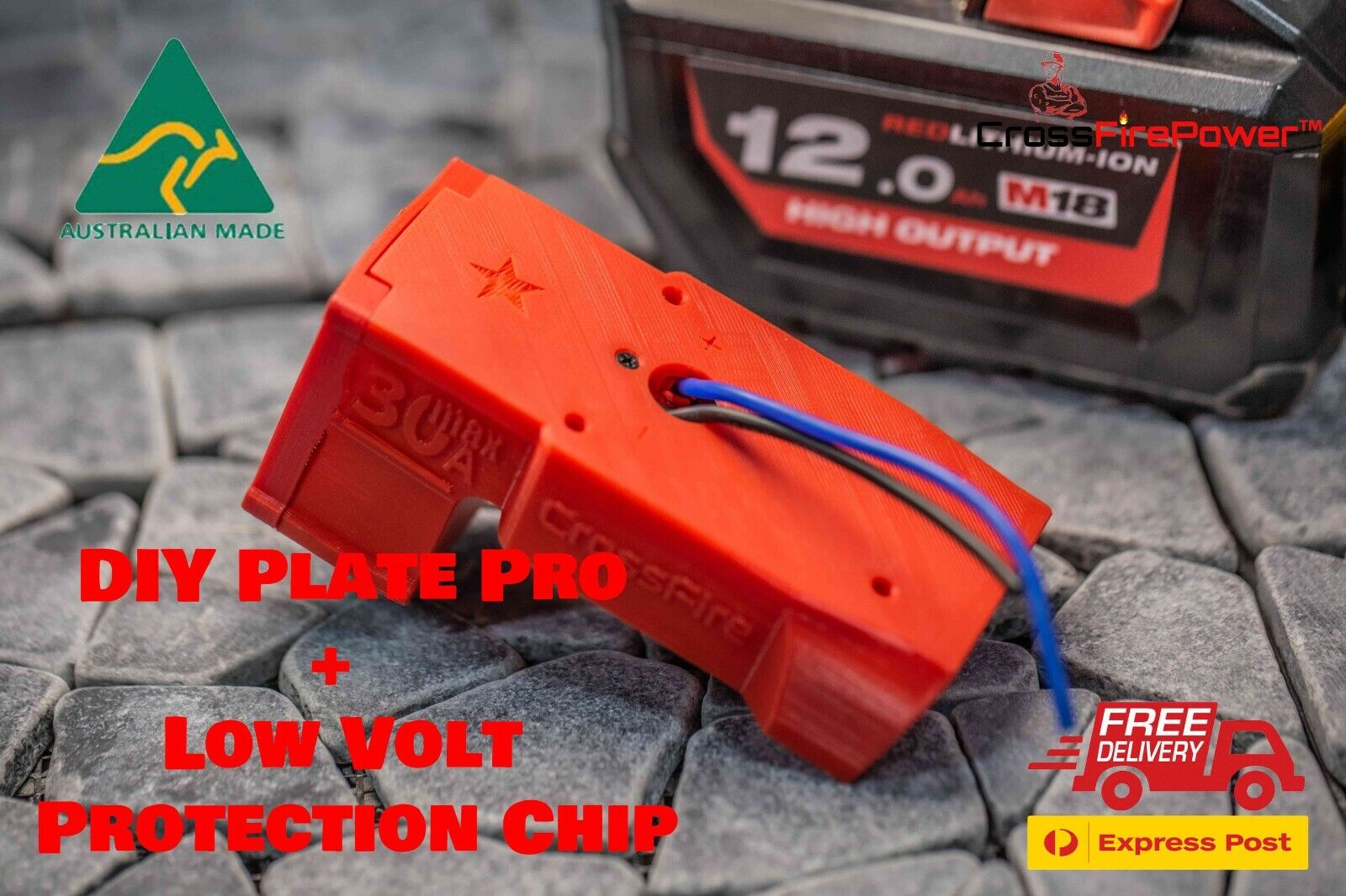 18V Milwaukee M18 Battery Adapter – DIY Project Base With Switch, Protection Chip, 30A – Made In Australia